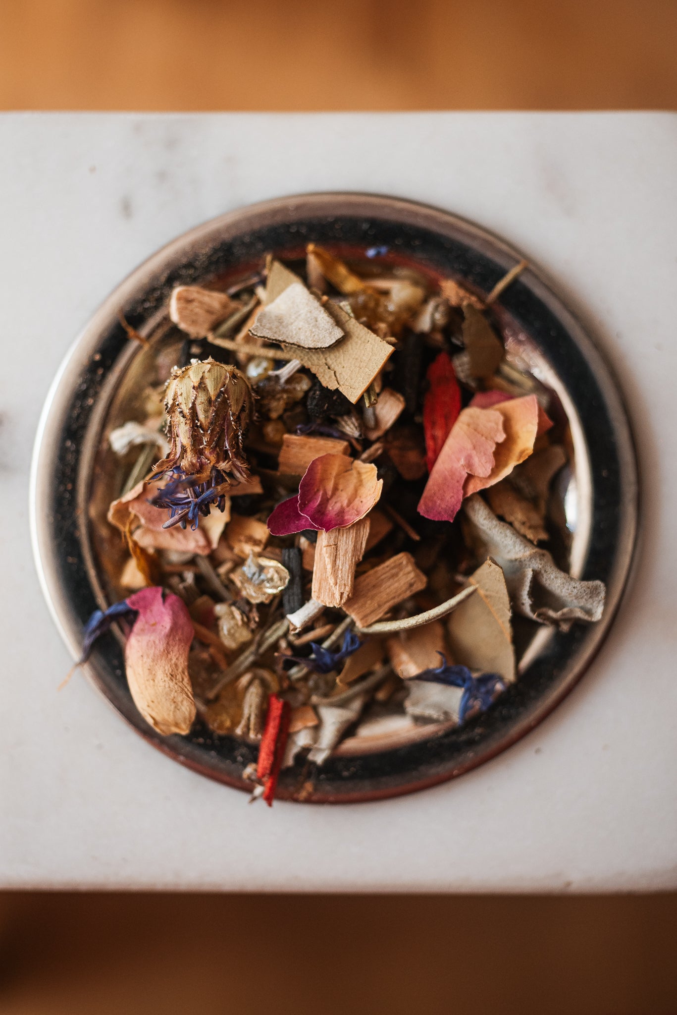 Brûle-encens à la Bougie - Marbre blanc & Arbre de Vie
